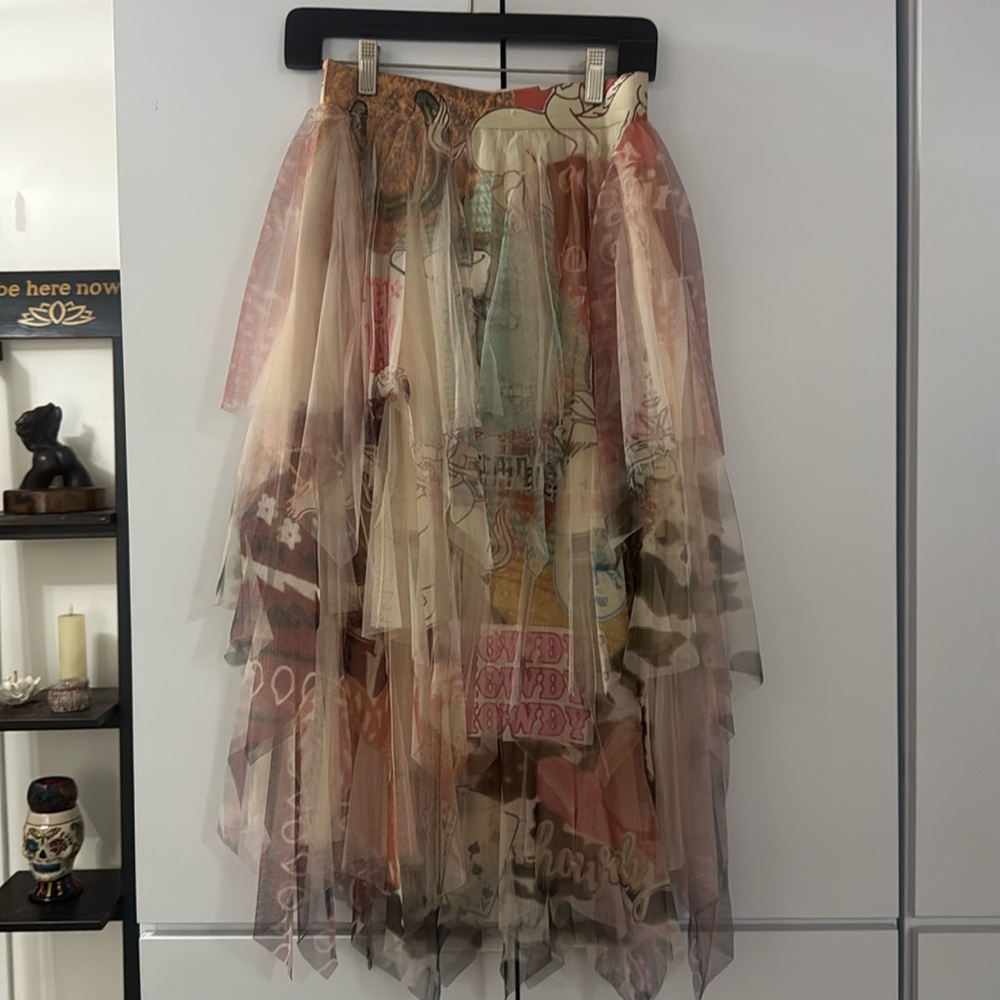 Origami by Vivian meshed layered skirt